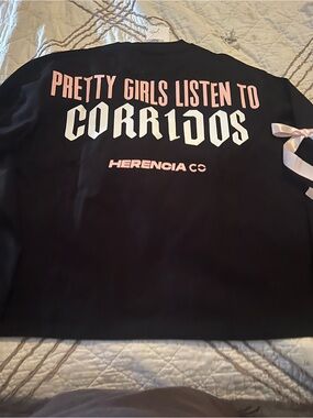 Black Long Sleeve Tee - Pretty Girls Listen to Corridos